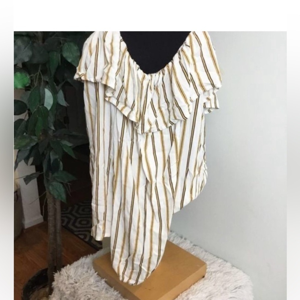 Maurices Striped Ruffle Button-Front Off-Shoulder Top NWT Size Small - Picture 3 of 12